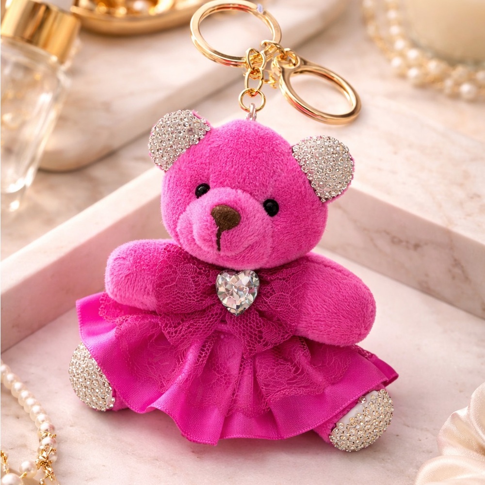 Rare Natasha Couture Teddy Bear Bag Charm & Keychain